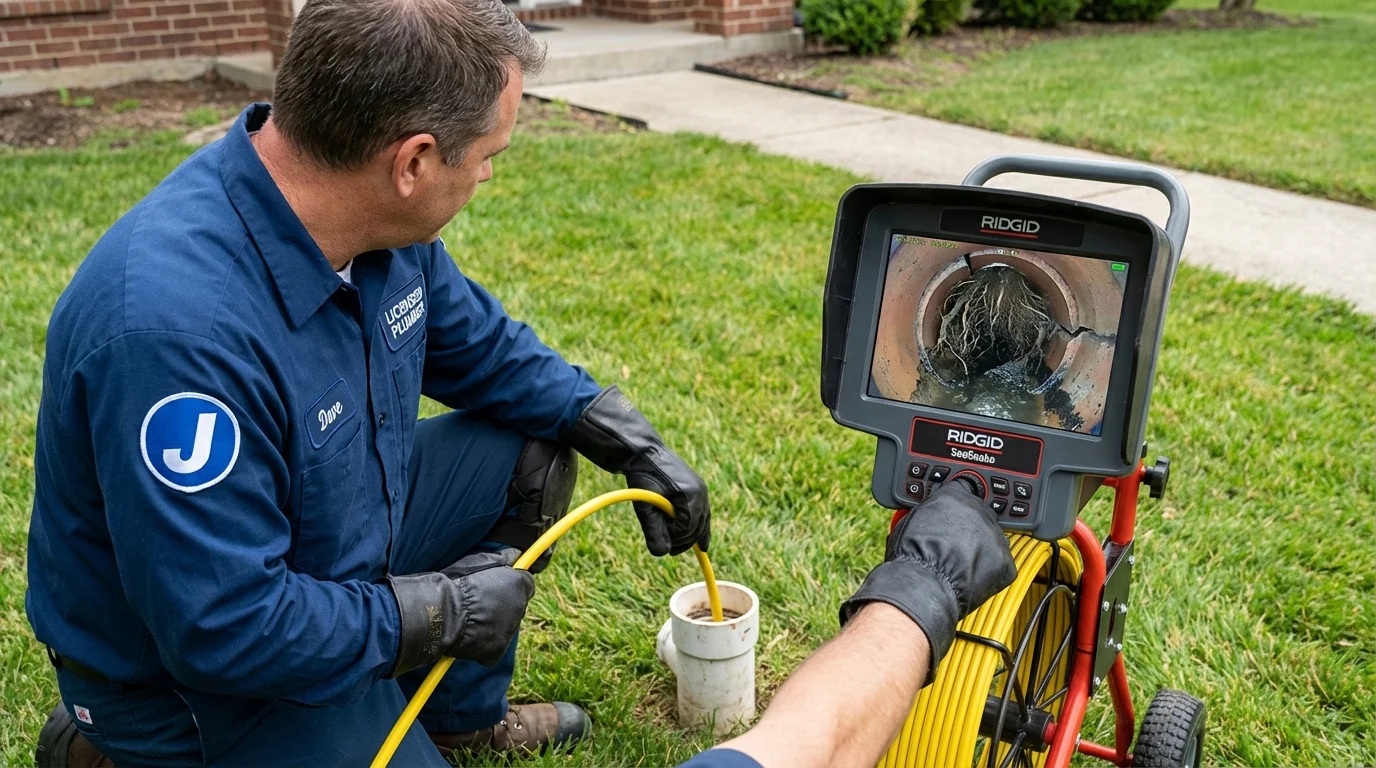 Sewer camera inspection being performed by Johns Plumbing LLC in Medway