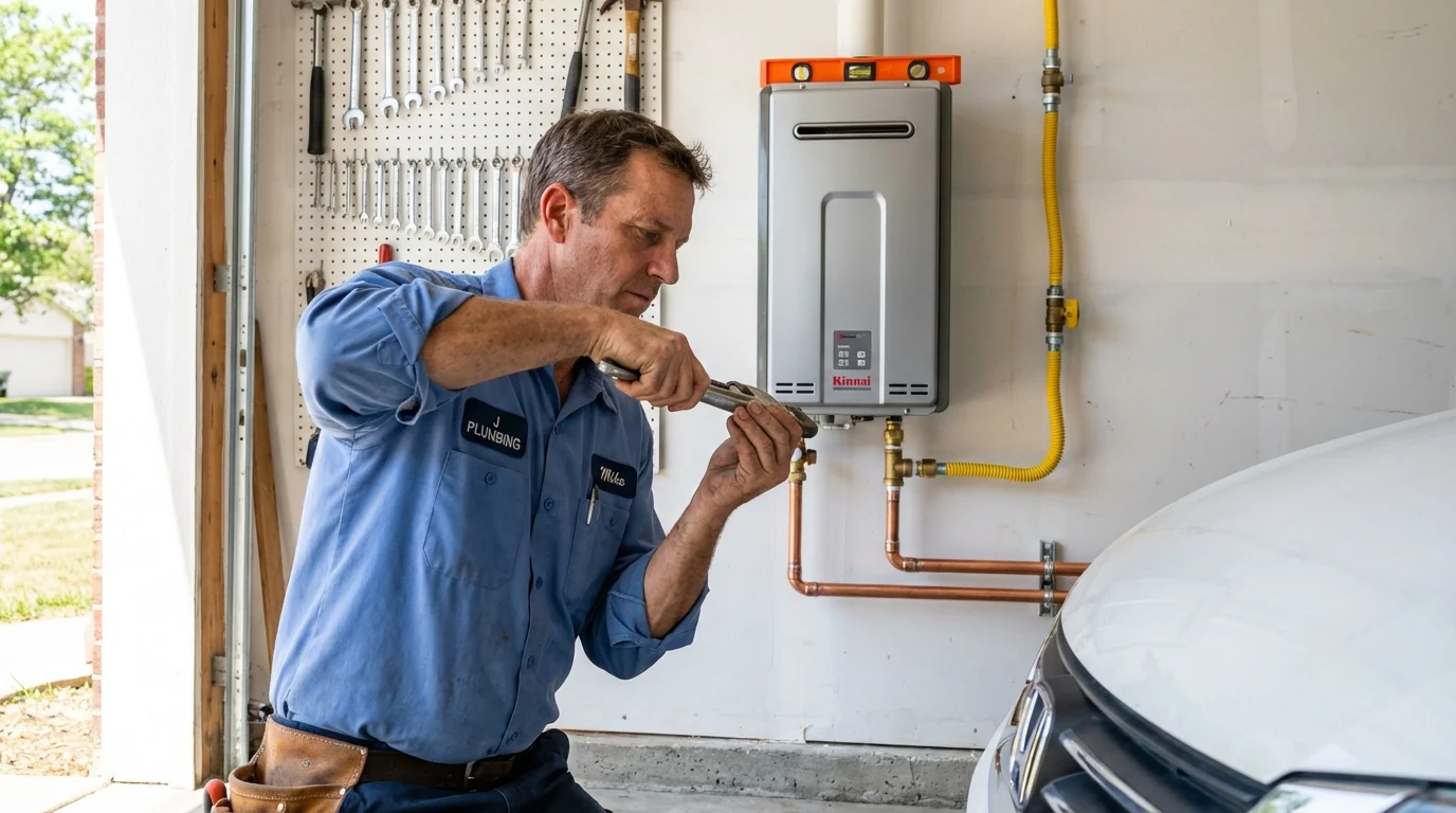 Tankless water heater installation by a Johns Plumbing LLC plumber in Medway